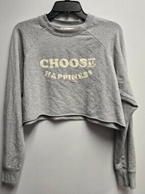 Spiritual Gangster Choose Happiness Gray Cropped Sweatshirt M Pullover Lounge